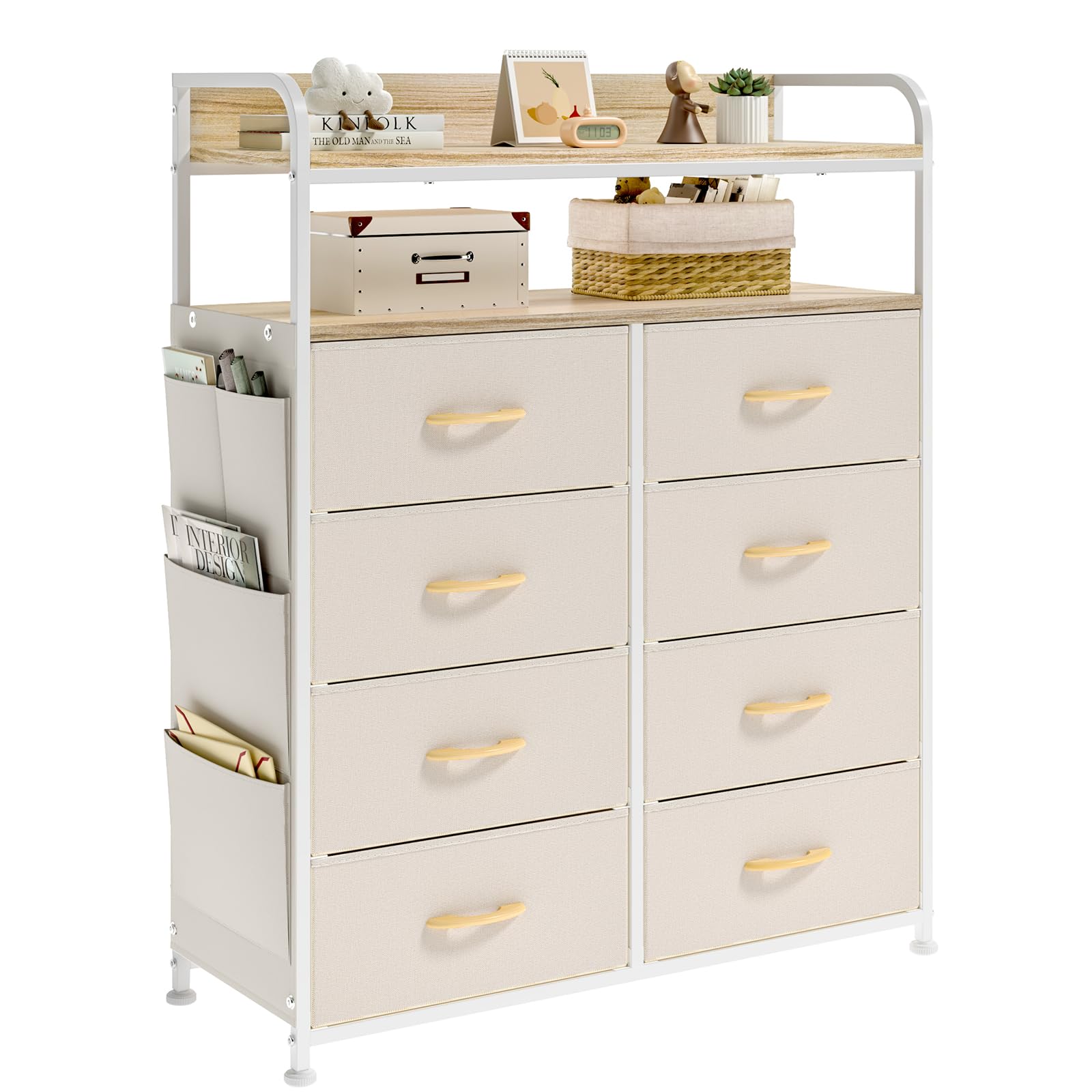 Mintnook 8-Drawer Fabric Dresser – Large Storage Unit with Wood Shelves