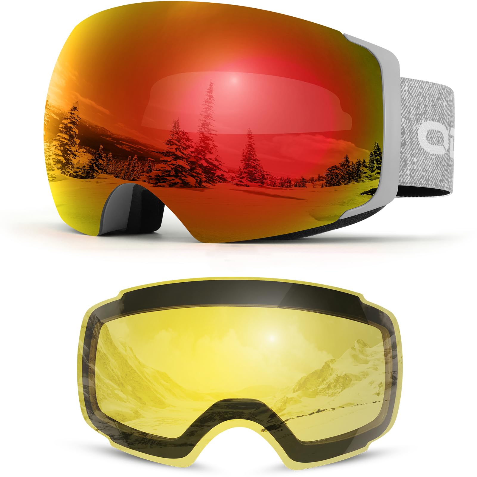 Odoland OTG Ski Goggles Set | Frameless Magnetic Interchangeable Lens