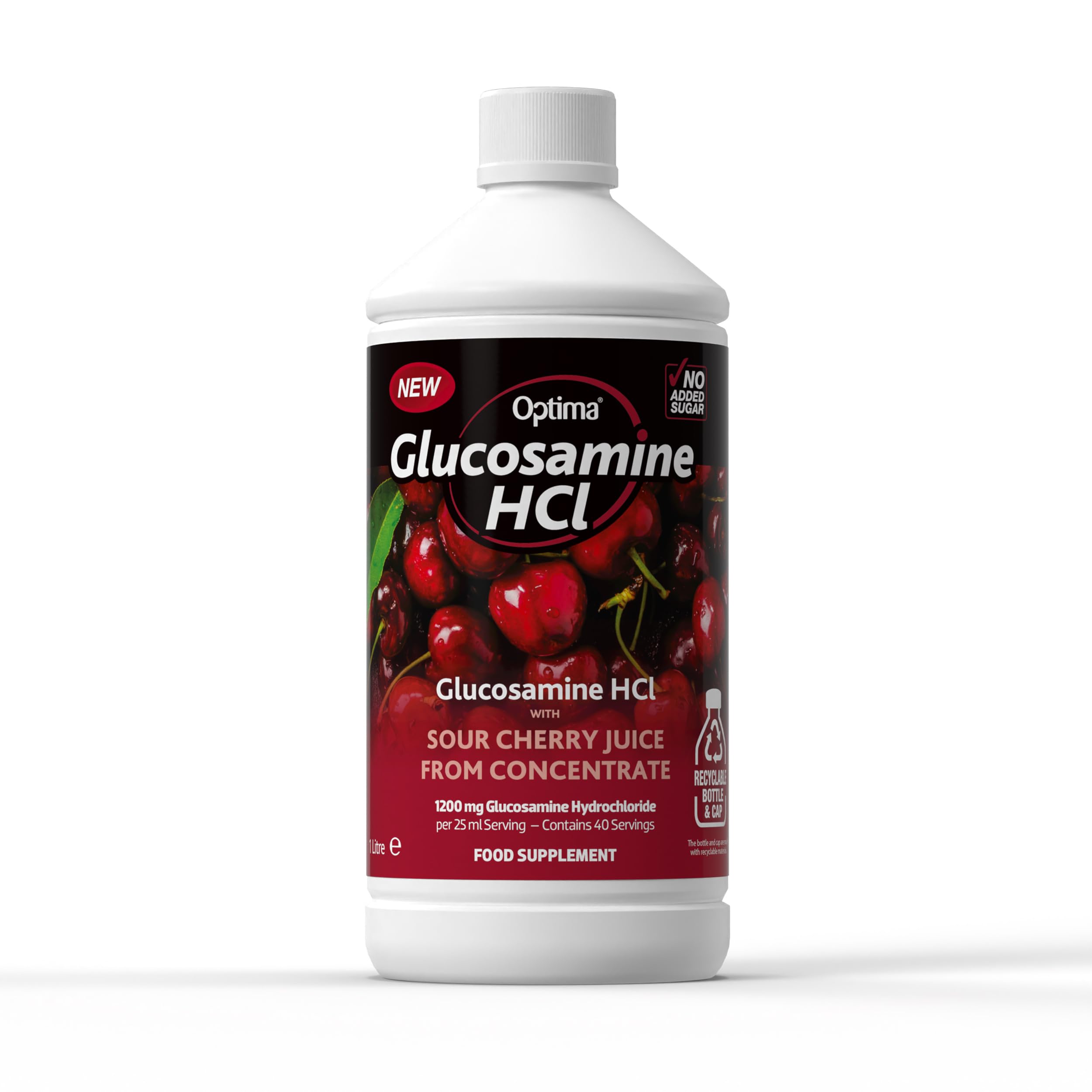Optima Glucosamine HCl Liquid 1200mg – Sour Cherry Juice, Vegan, 1L