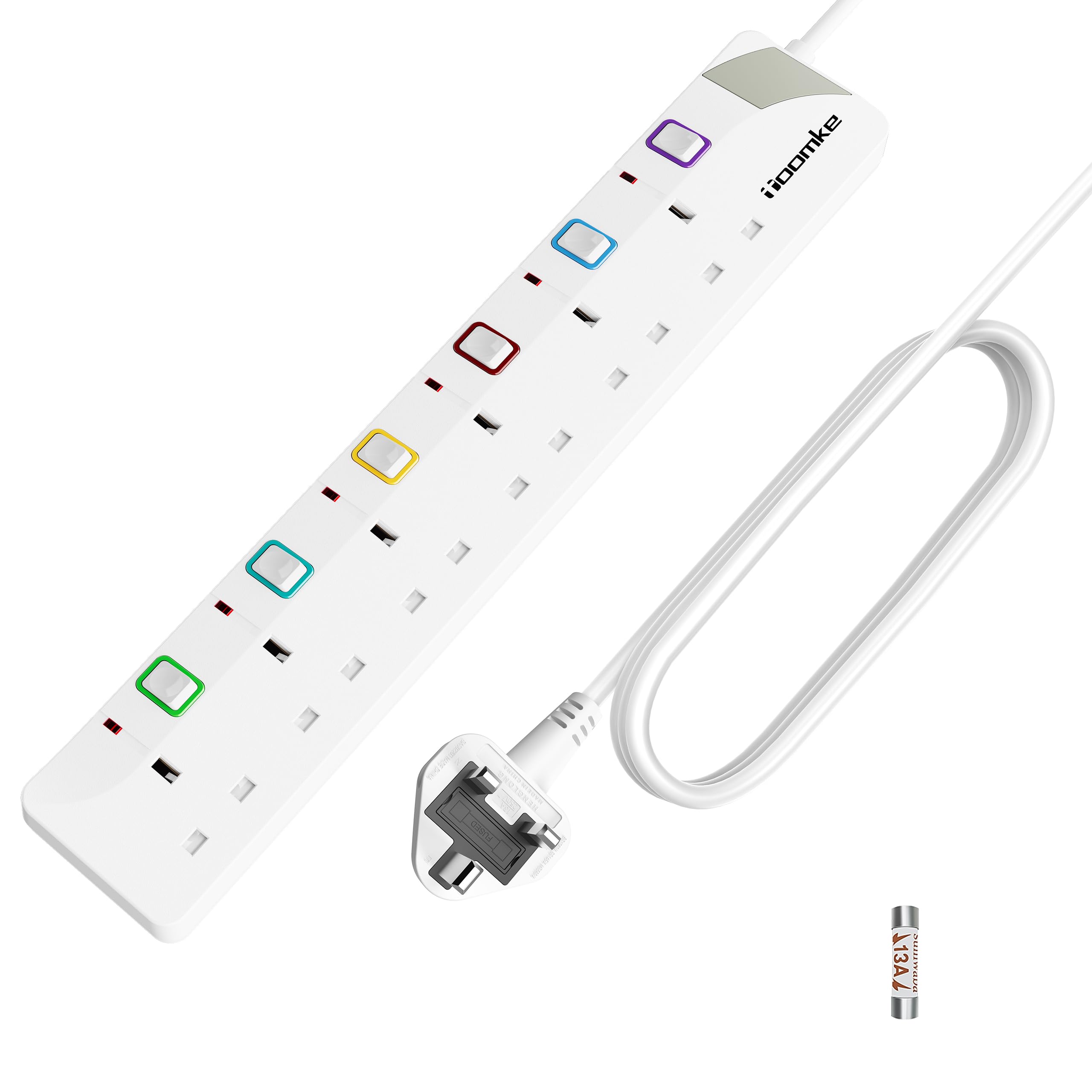 6 Way Extension Lead – 10M Power Strip with Switches