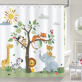 Bonhause Kids Safari Animals Shower Curtain | Waterproof Polyester, 180x180cm