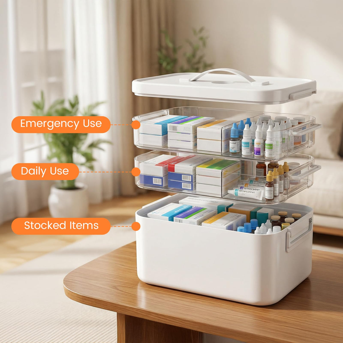 Kryndle Medicine Storage Box, 3 Layer Medicine Box with Compartments - image 4