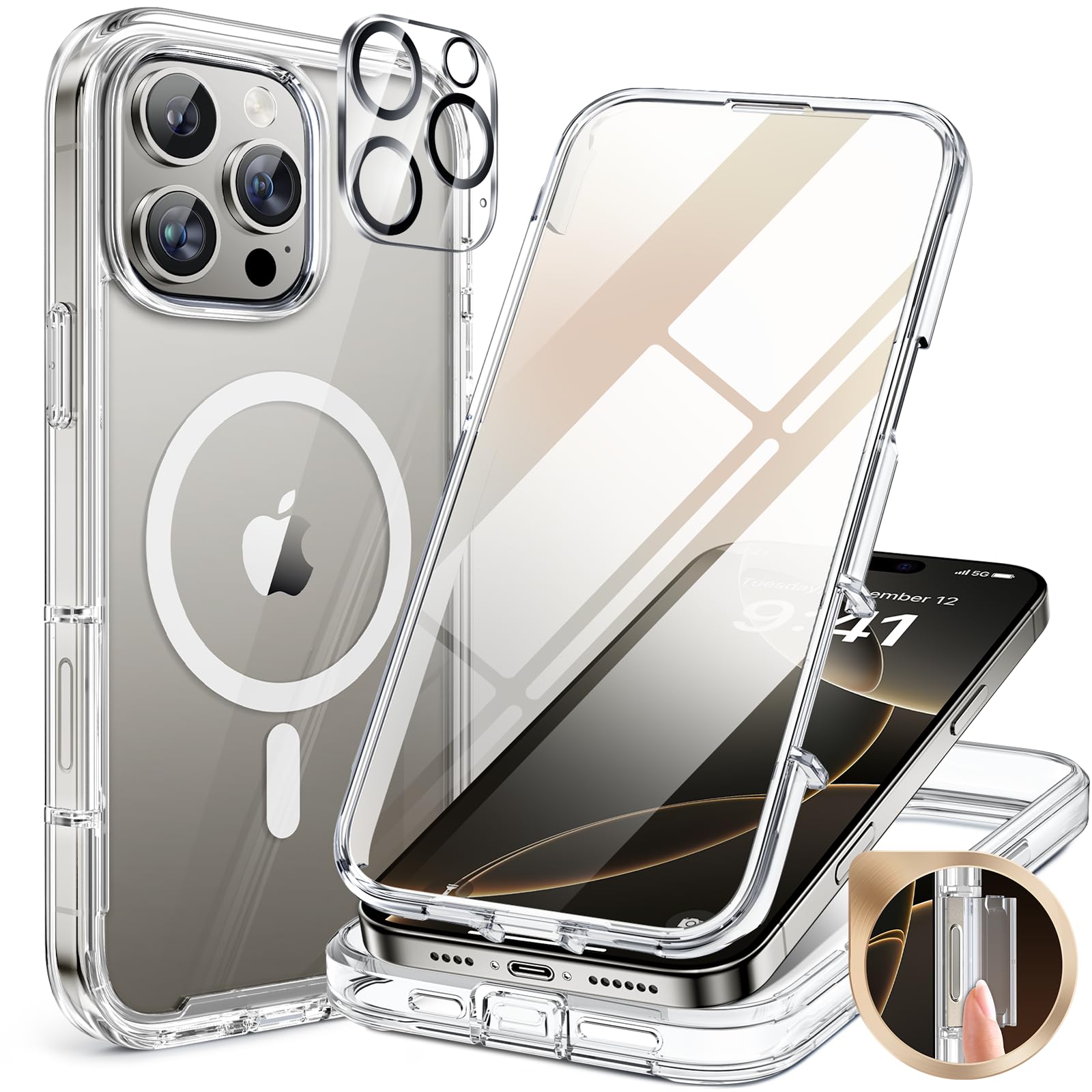Miracase iPhone 16 Pro Max Magnetic Case | Full Body MagSafe Clear Cover