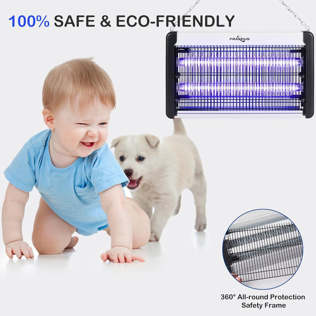 FRAXINUS Electric Bug Zapper – 4200V Mosquito Killer Lamp with 20W UV Light