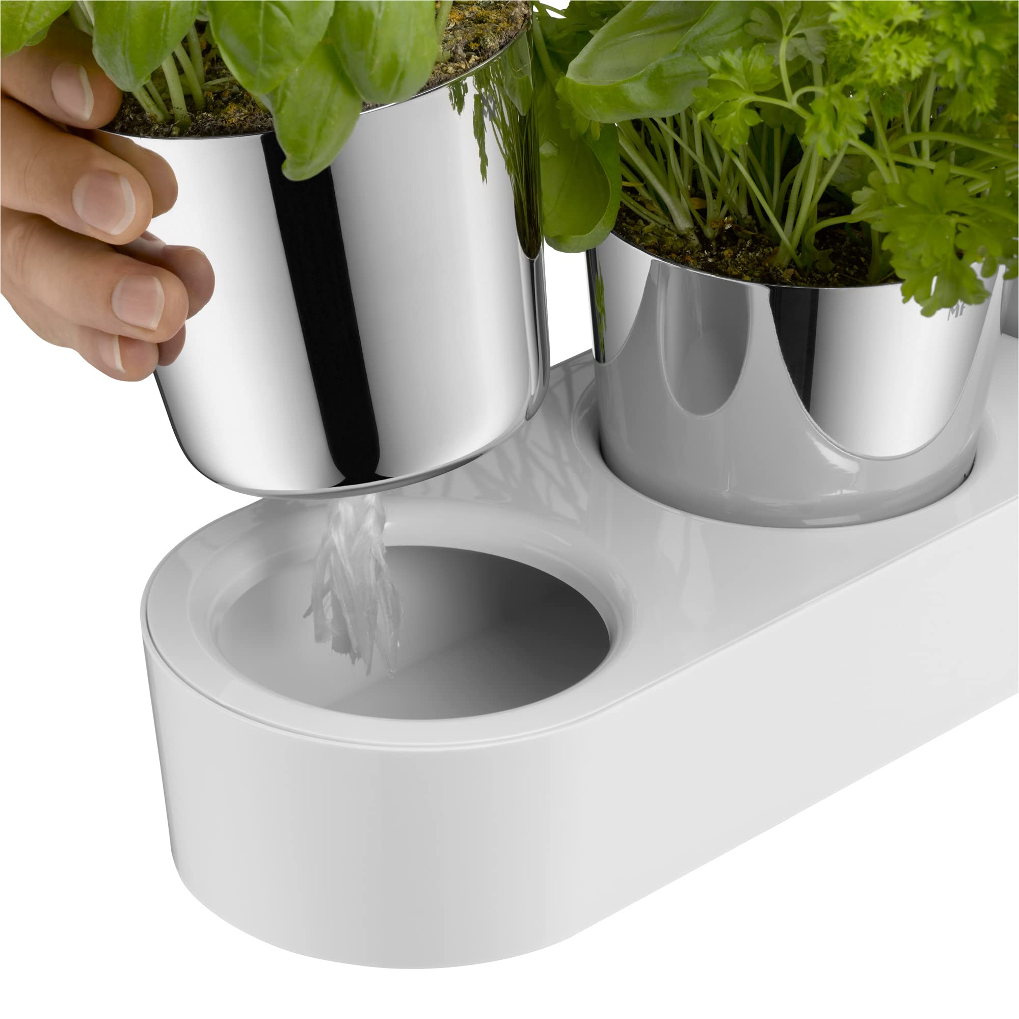 WMF Gourmet Self-Watering Herb Pot - 3-Piece Stainless Steel Garden