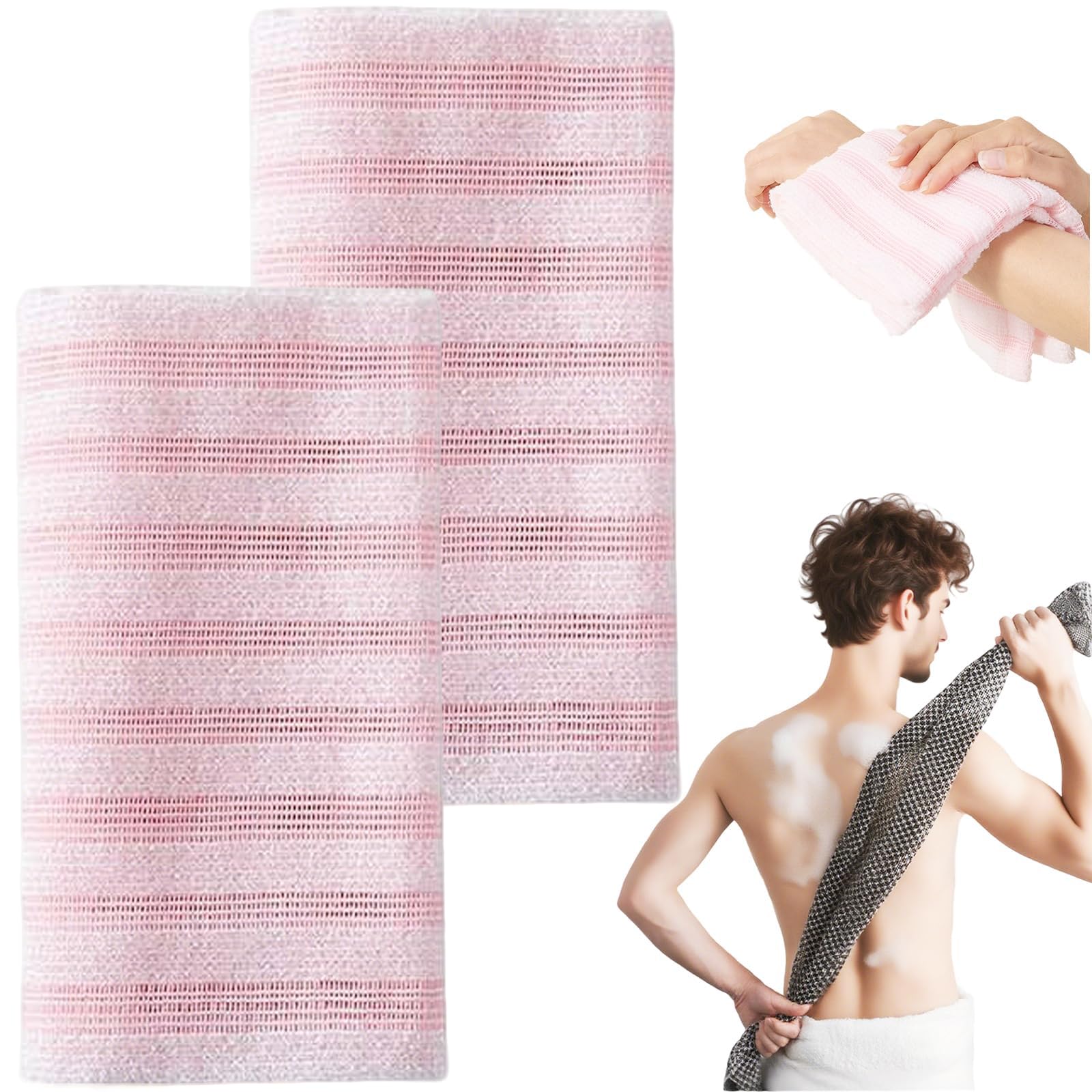 Japanese Exfoliating Shower Towel – 47" Extra Long Back Scrubber