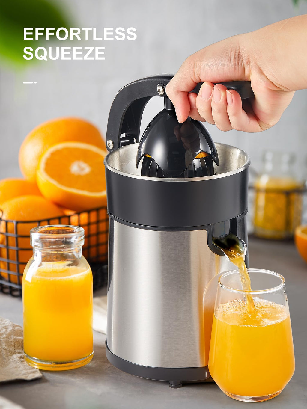 Reemix Electric Citrus Juicer – Stainless Steel Orange Juice Squeezer