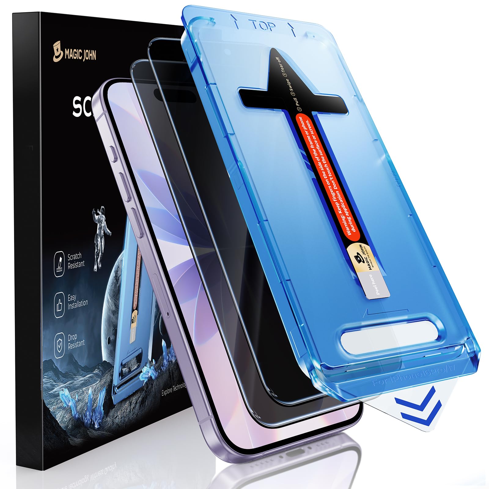 MAGIC JOHN iPhone 17 Privacy Screen Protector – 2 Pack Tempered Glass