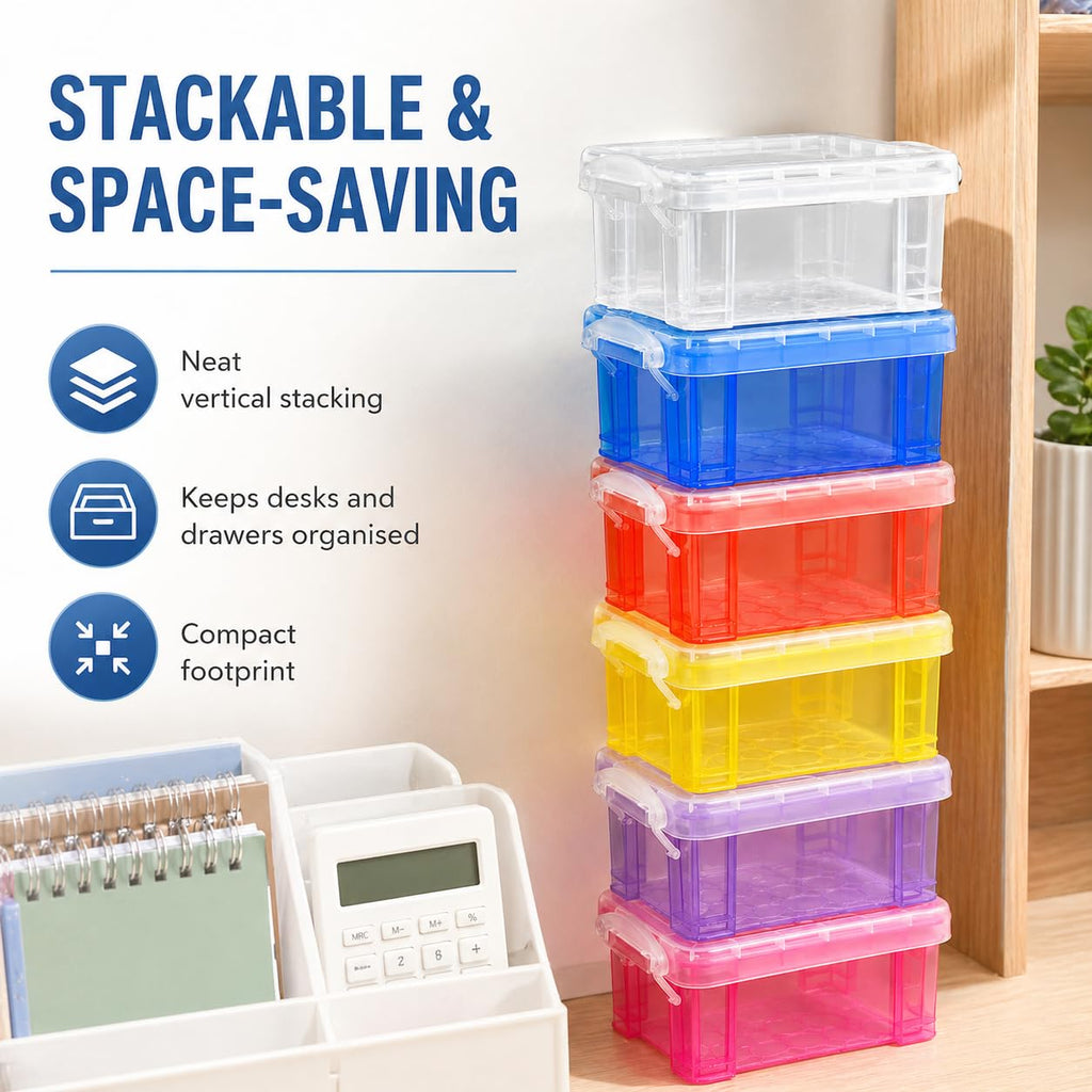 Mnixy 6 Pack Mini Plastic Storage Containers with Lids, Stackable, Clear PP - image 4
