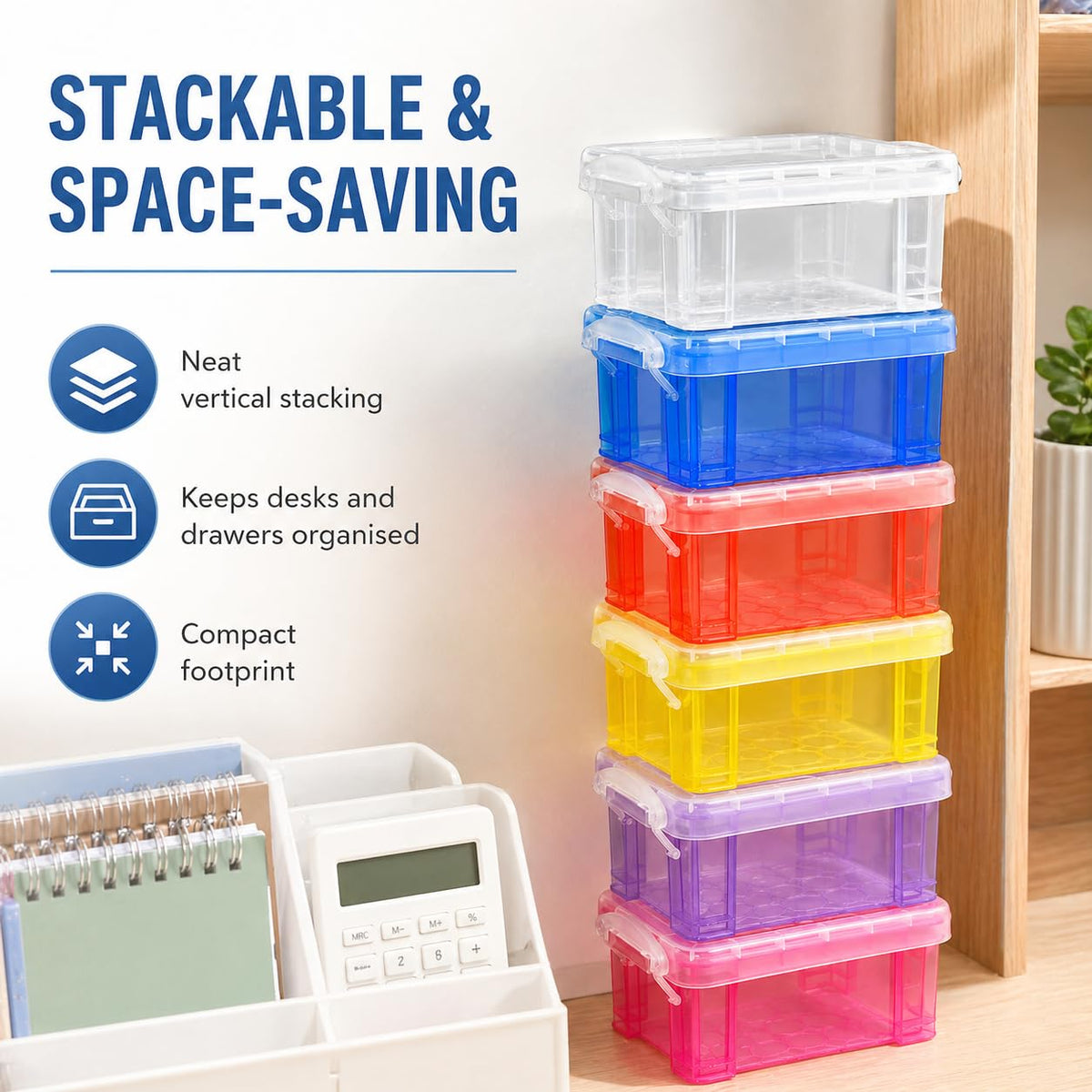 Mnixy 6 Pack Mini Plastic Storage Containers with Lids, Stackable, Clear PP - image 4