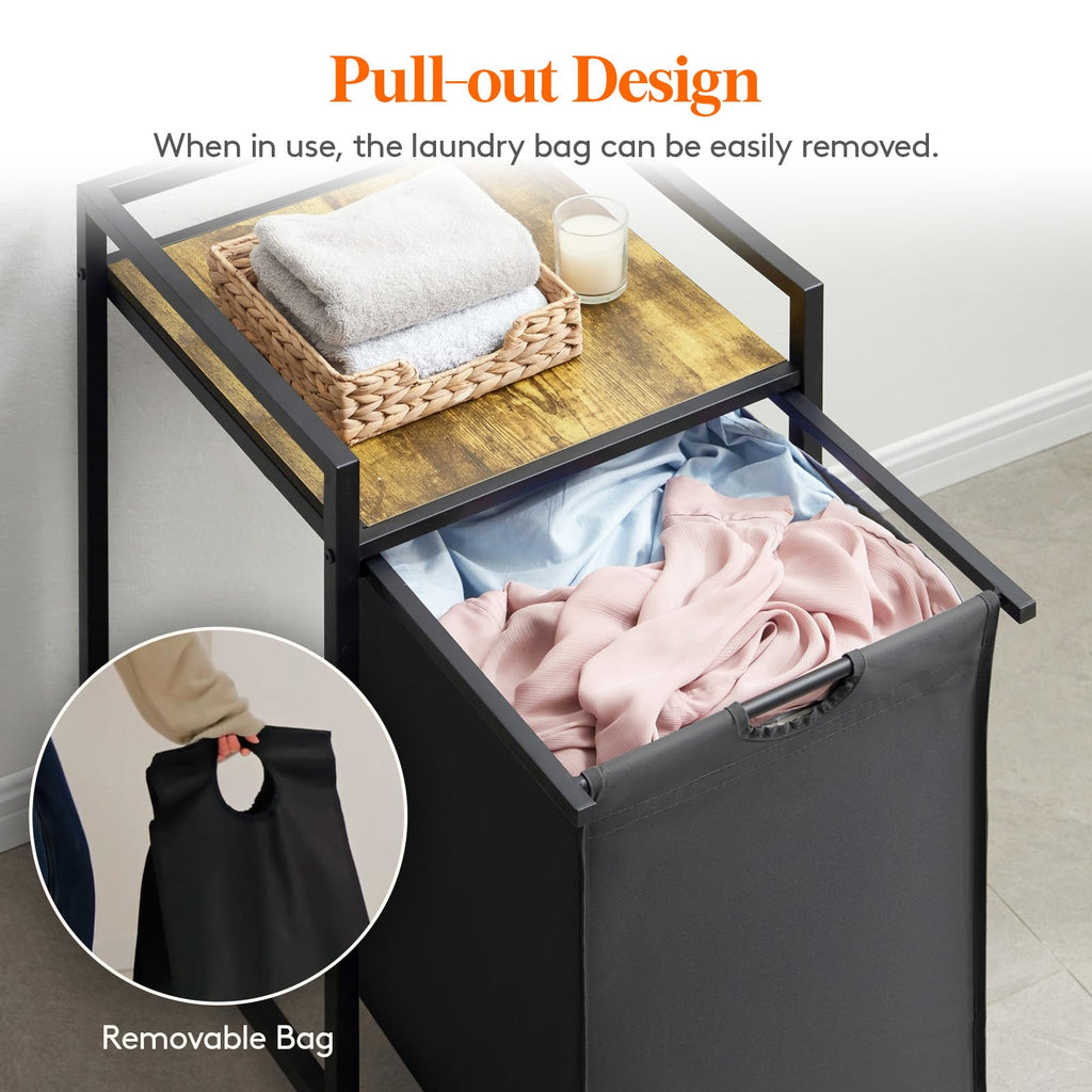 Lifewit 69L Laundry Hamper with Shelf | Double Pull-Out Sorter - Black