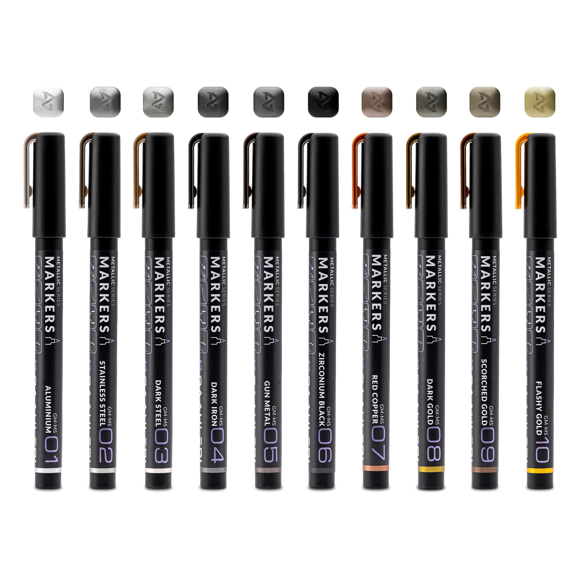 Gaahleri Metallic Acrylic Ink Set – 10 Colors for Model Painting
