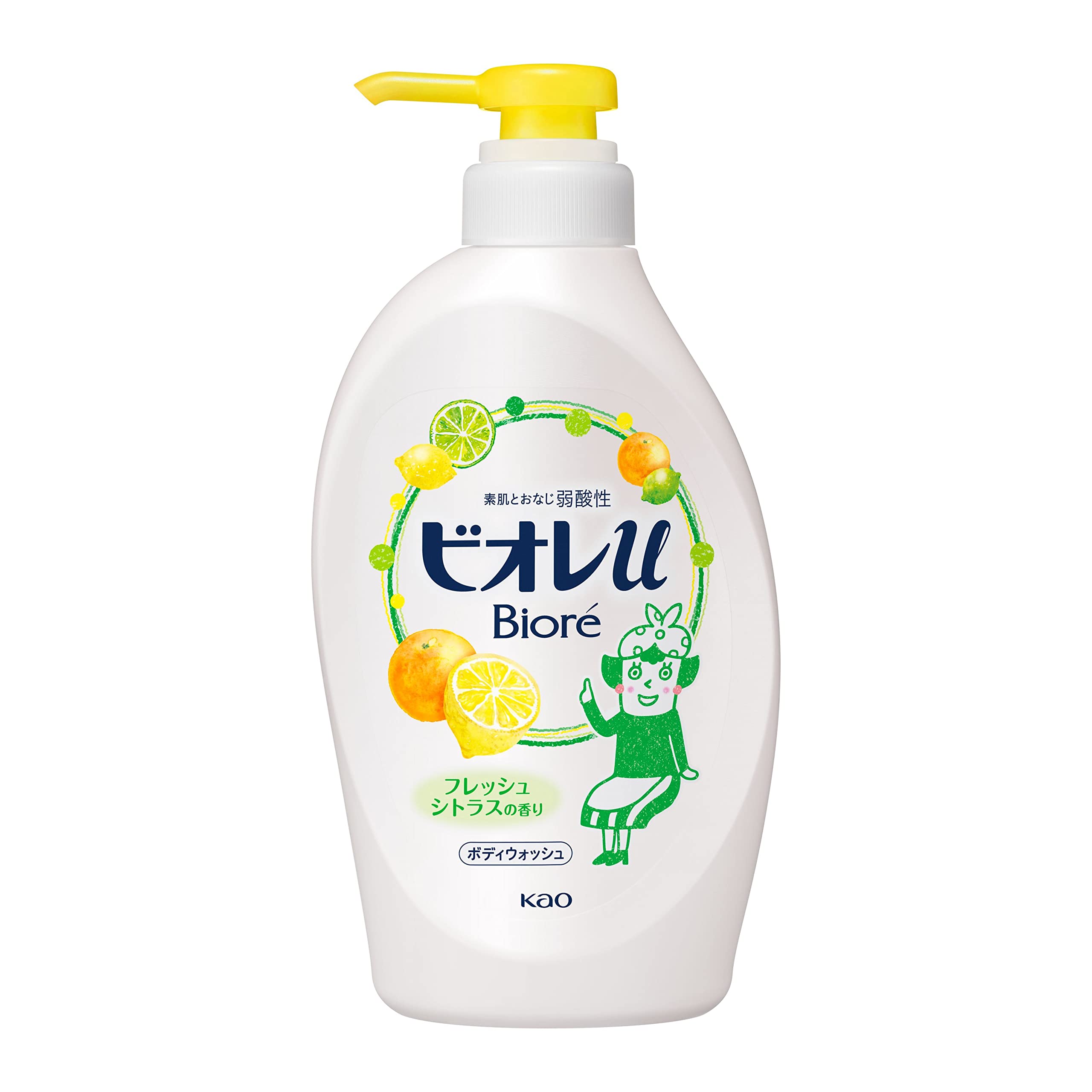 Biore U Body Soap Pump - Fresh Citrus Japanese Body Wash, 480ml
