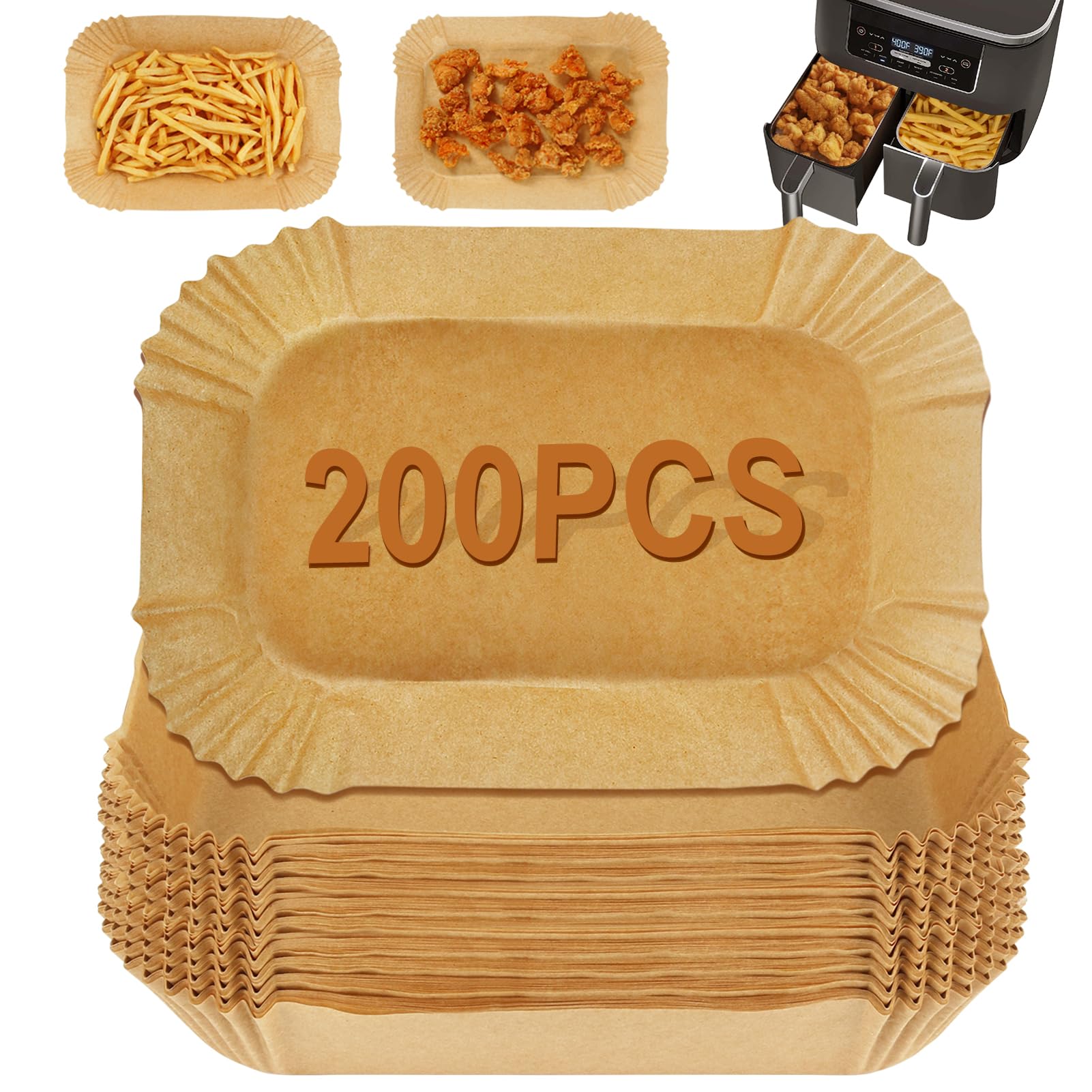 YQL Air Fryer Liners - 200pcs Disposable Paper for Ninja Dual & Tower 9L