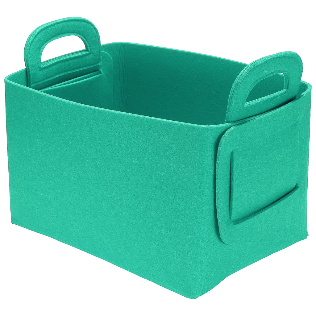 sourcing map Felt Storage Bin, 28 x 18 x 15cm Foldable Organizer Basket with Handles - image 1