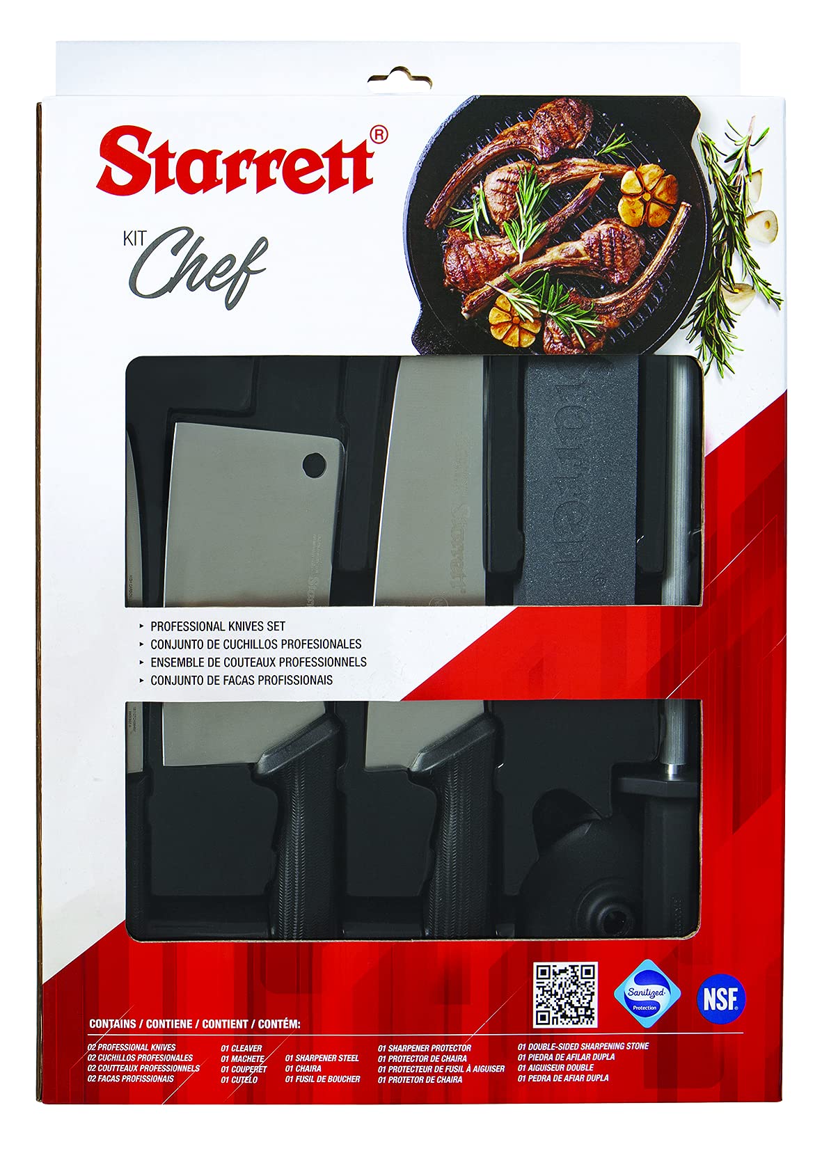 Starrett 6-Piece Professional Stainless Steel Chef Knife Set | Black