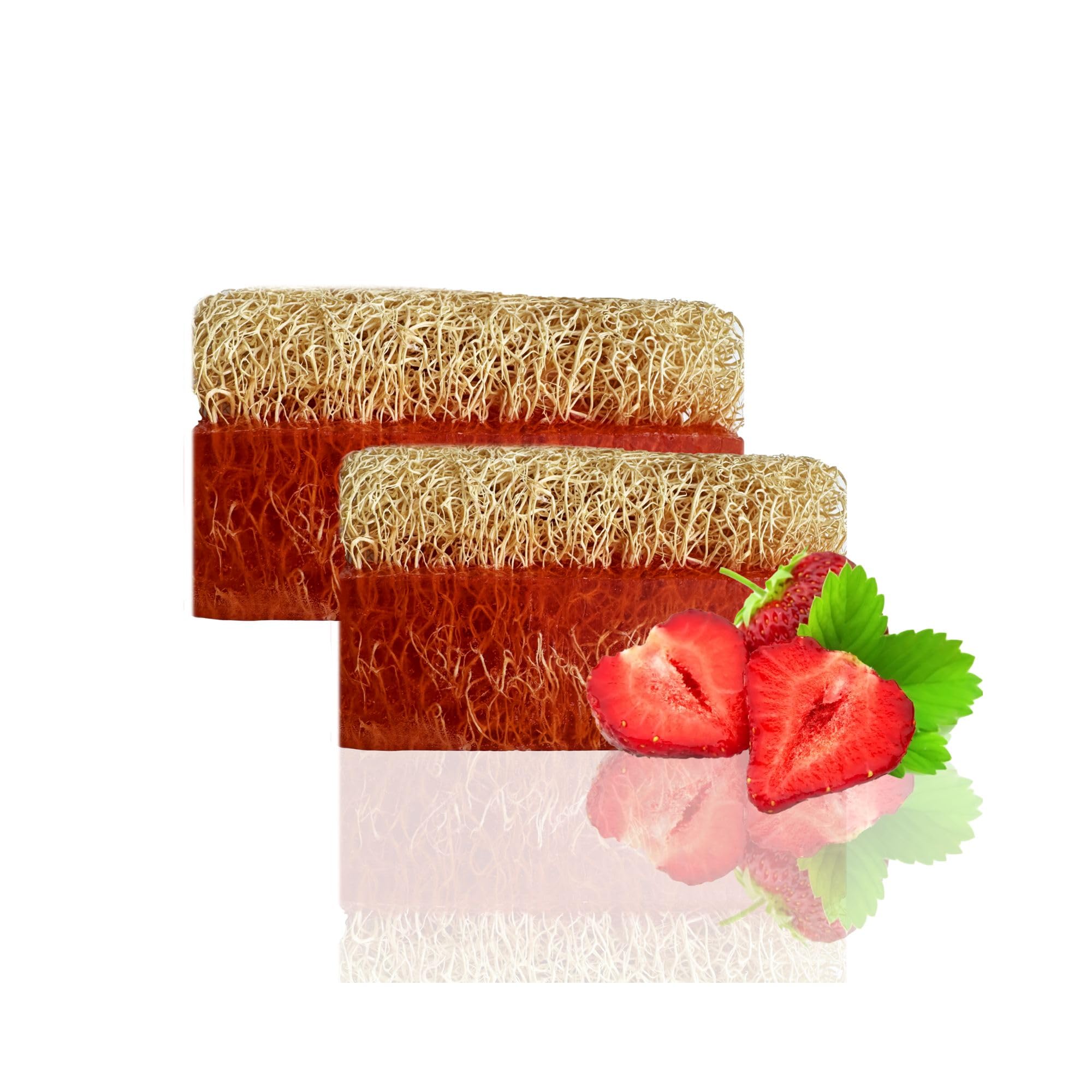 Strawberry Soap Bar 2-Pack | Handmade Loofah with Collagen