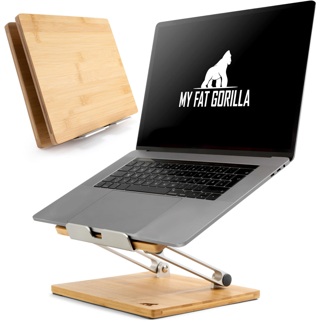 MY FAT GORILLA Bamboo Laptop Stand – Ergonomic Desk Riser for Office