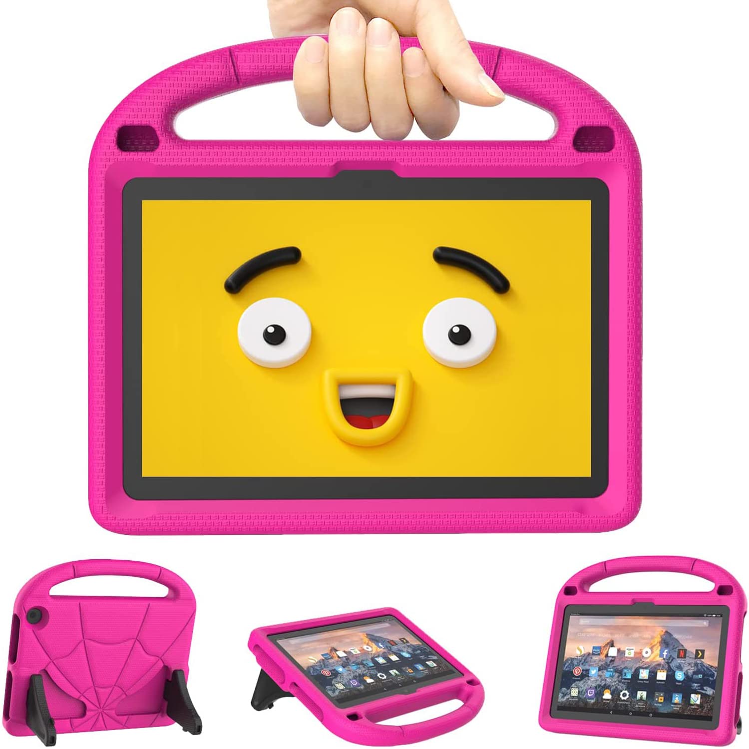 Kids 8 Inch Tablet Case – Shockproof Handle Stand - Pink