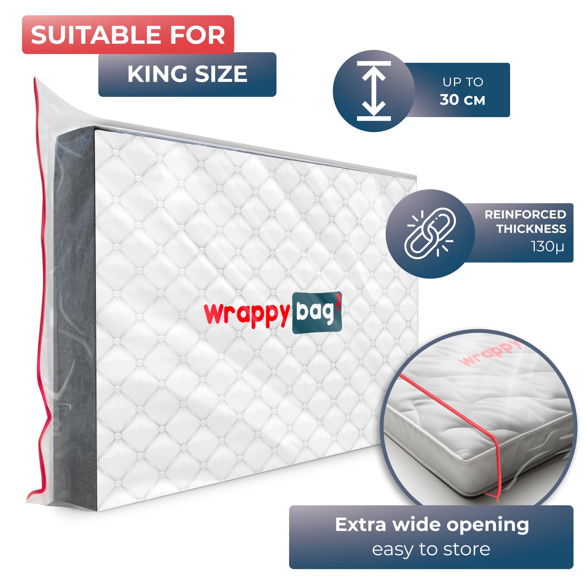 Wrappybag King Size Mattress Bag | Waterproof Heavy-Duty Storage Cover