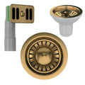 Excel Home Kitchen Sink Waste Kit – 90mm Strainer with Overflow, Satin Gold