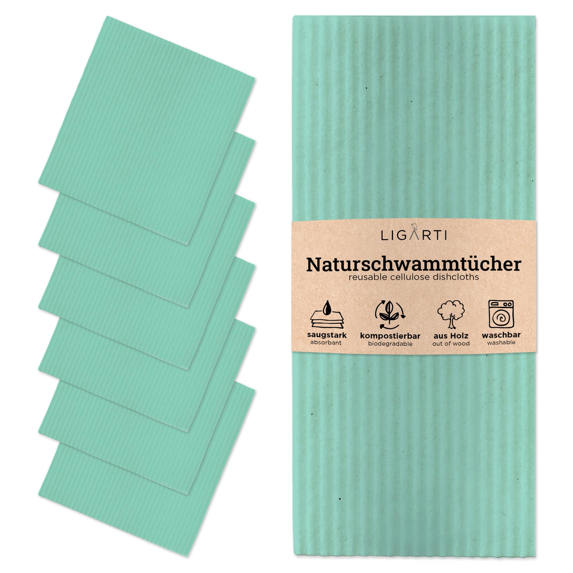Sponge Cloths – Set of 6 Washable & Compostable Wood Dishcloths