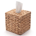 YANGQIHOME Square Rattan Tissue Box Cover | Woven Water Hyacinth Holder