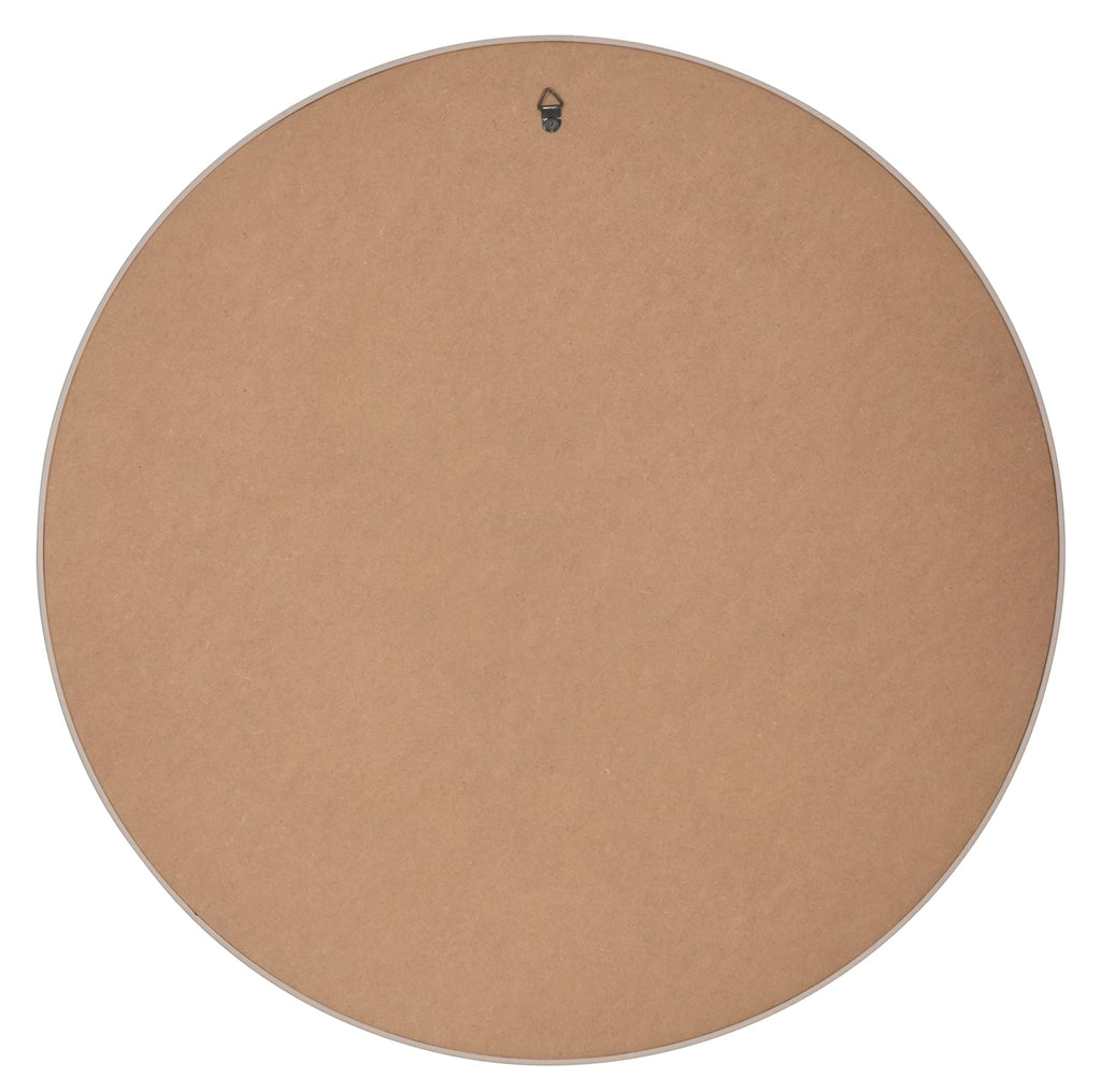Jolof Store Round Wooden Wall Mirror – 50cm Deep Framed Beige Brown