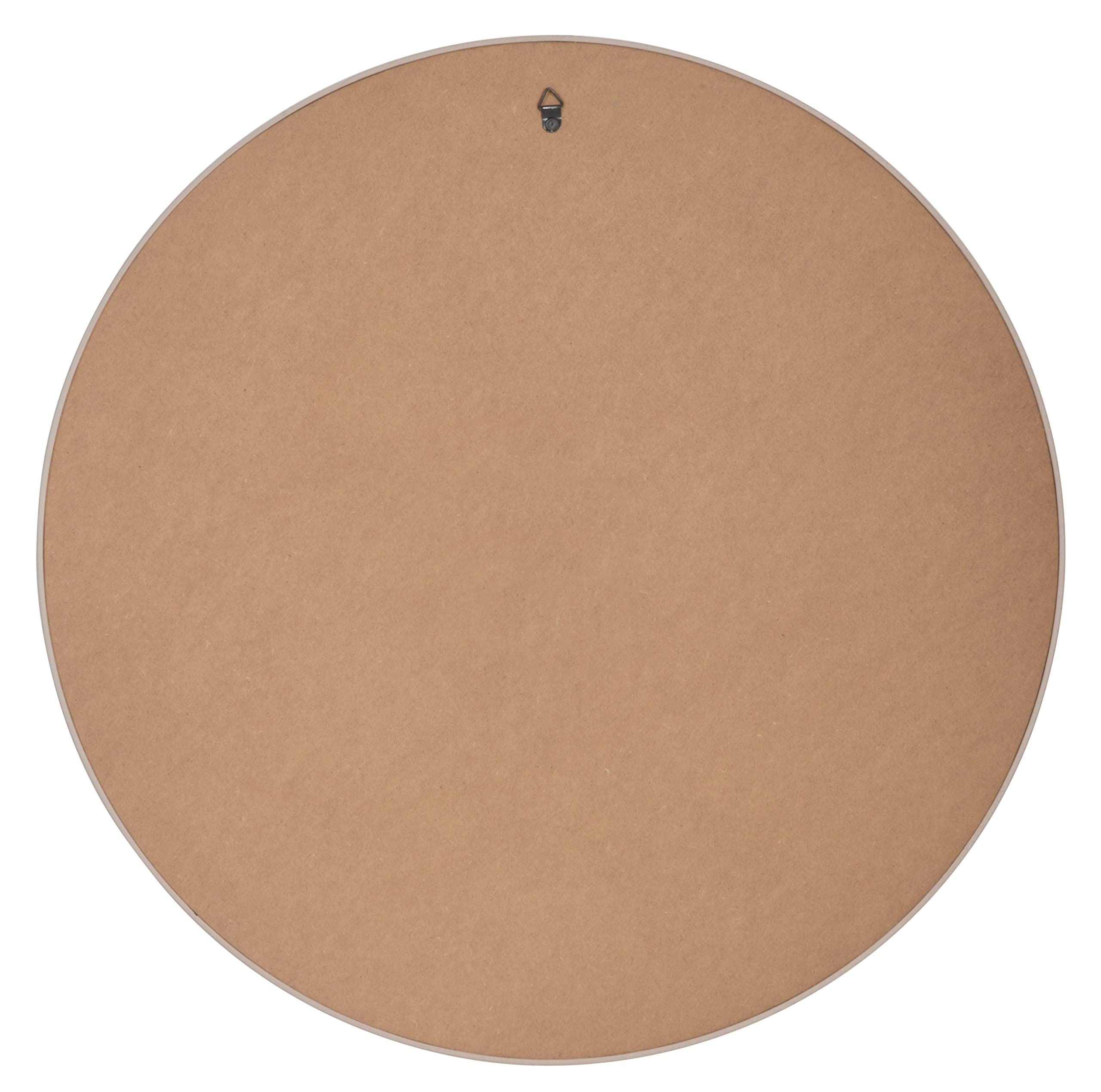 Jolof Store Round Wooden Wall Mirror – 50cm Deep Framed Beige Brown