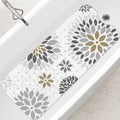 SHUCHING Grey Boho Bath Mat | Extra Long 100x40cm Non-Slip Bathtub Mat