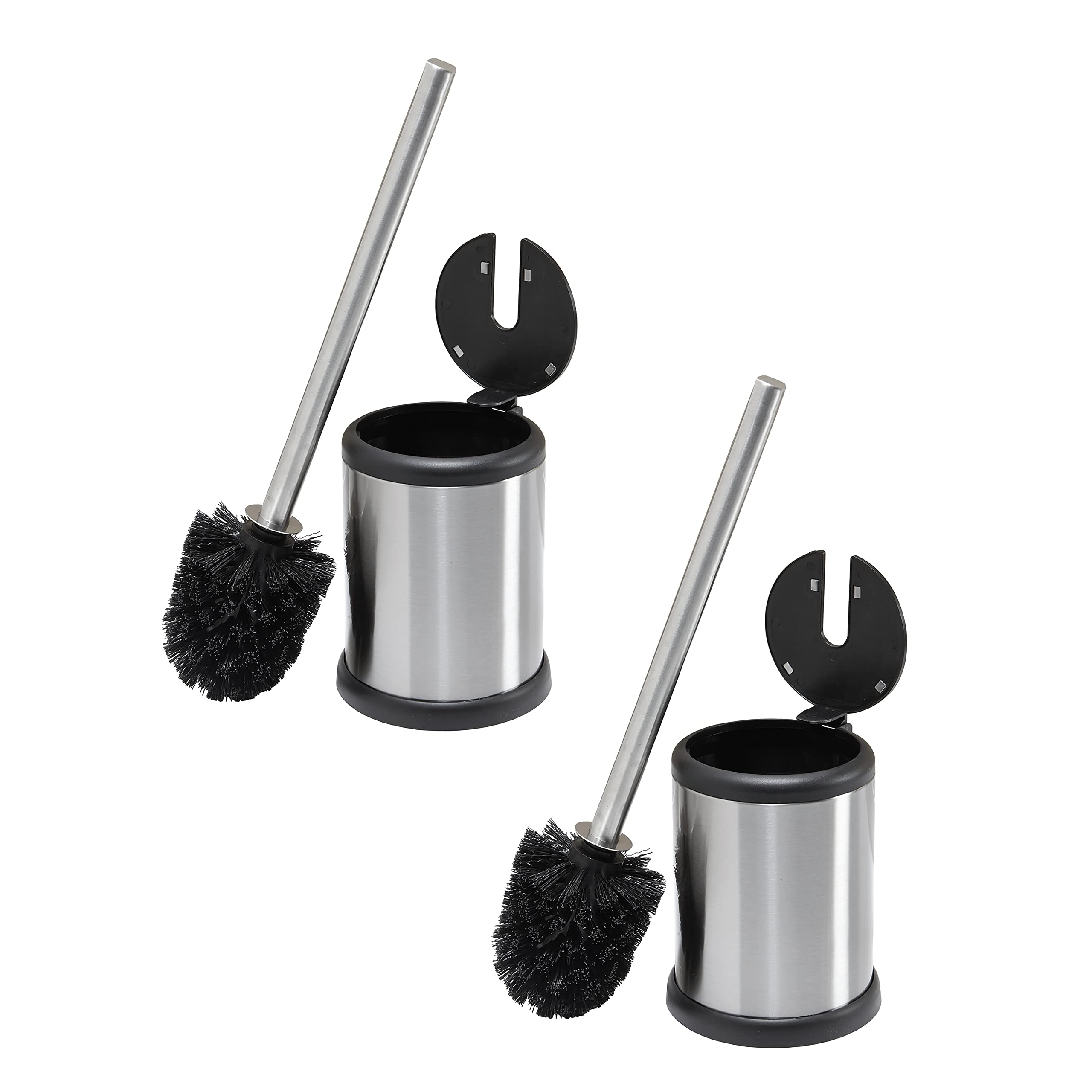 Bath Bliss Stainless Steel Toilet Bowl Brush with Self-Closing Lid