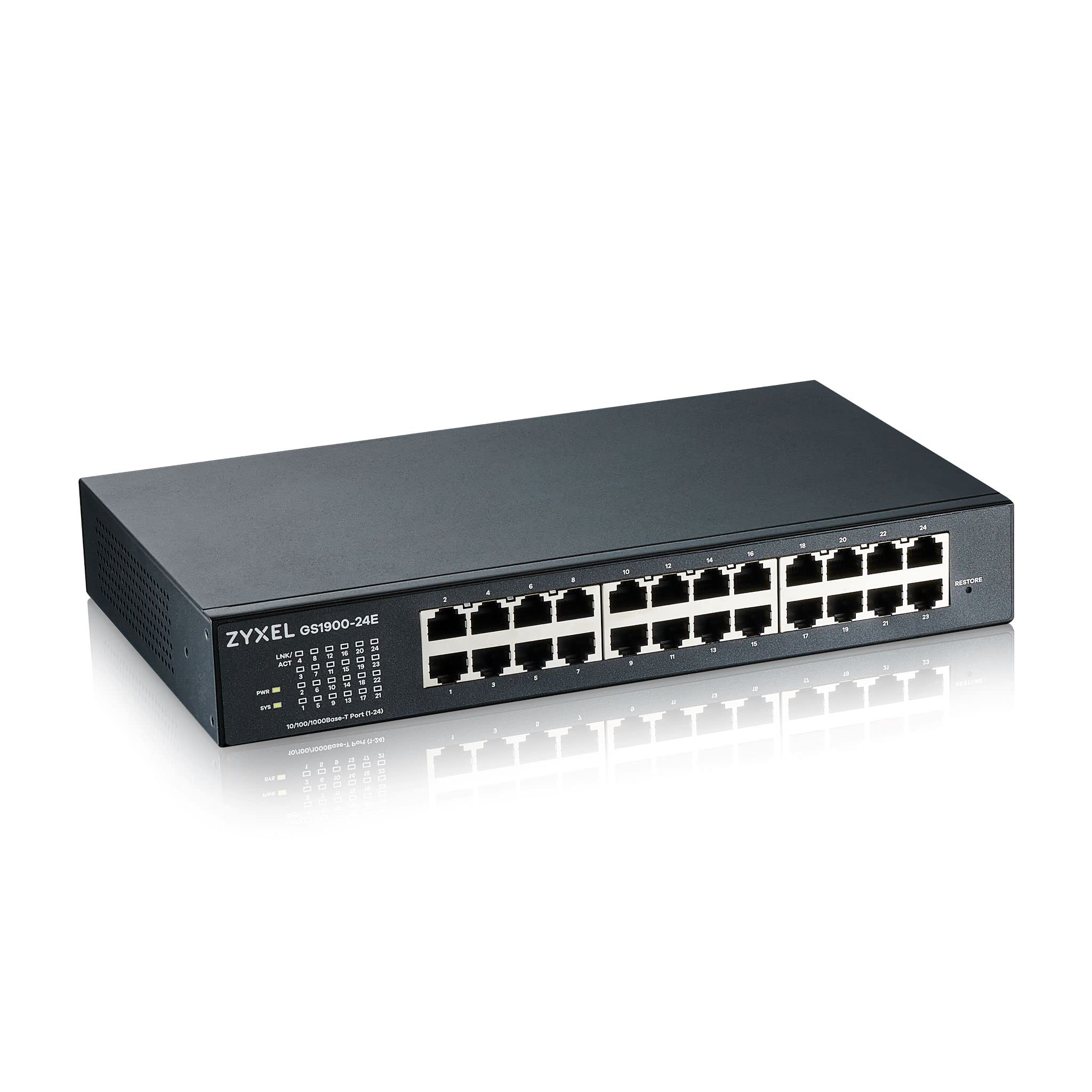 Zyxel GS1900-24E 24-Port Gigabit Smart Managed Fanless Network Switch