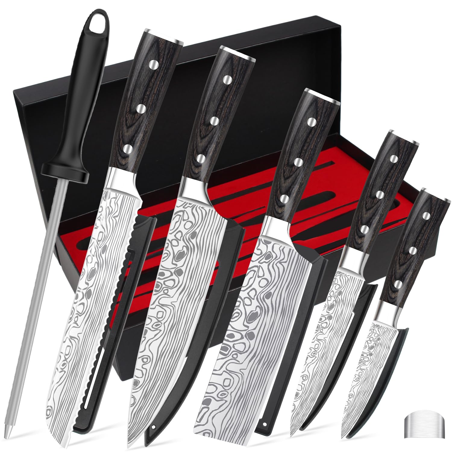 GlowTrix 5-Piece Chef Knife Set | High Carbon German Stainless Steel