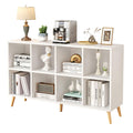 Flrrtenv 8-Cube Bookshelf 2 Tier Modern Bookcase with Legs, 120cm Wood Bookshelves Storage Organizer Shelf