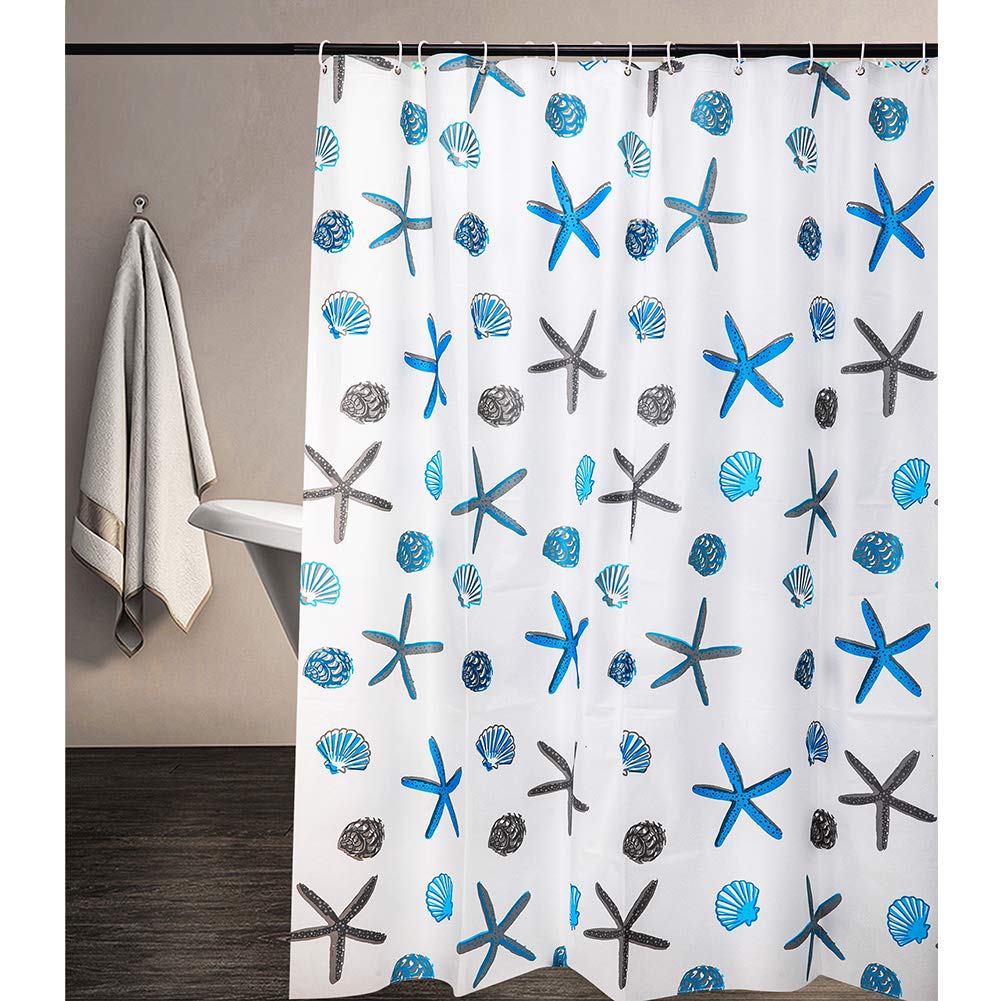 meioro Shower Curtains Ocean Theme Peva Waterproof and Mildew Resistant Bathroom Curtains Home Shower Curtain Liners with Rustproof Grommets and - image 2