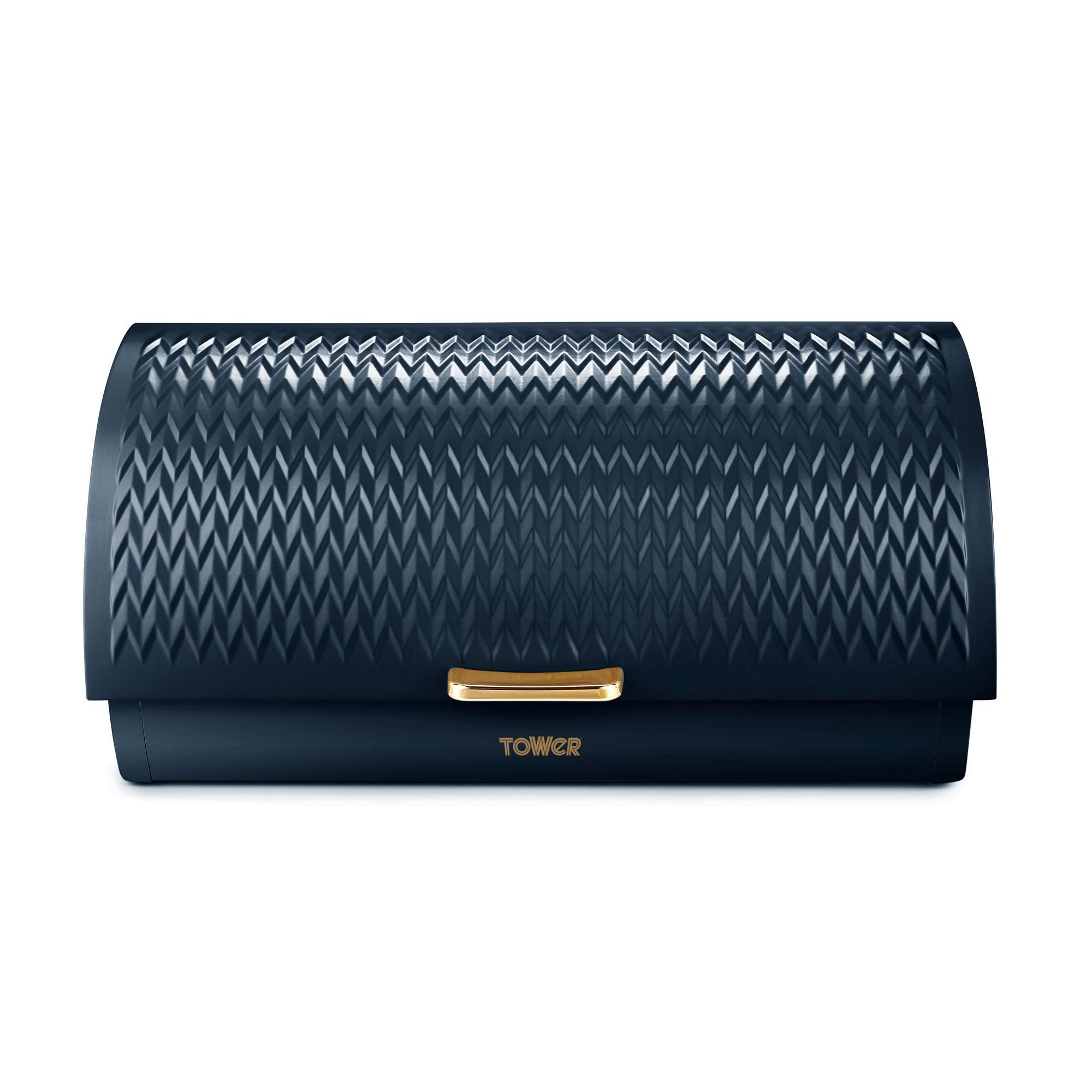 Tower Empire Roll Top Bread Bin – Art Deco Stainless Steel, Midnight Blue