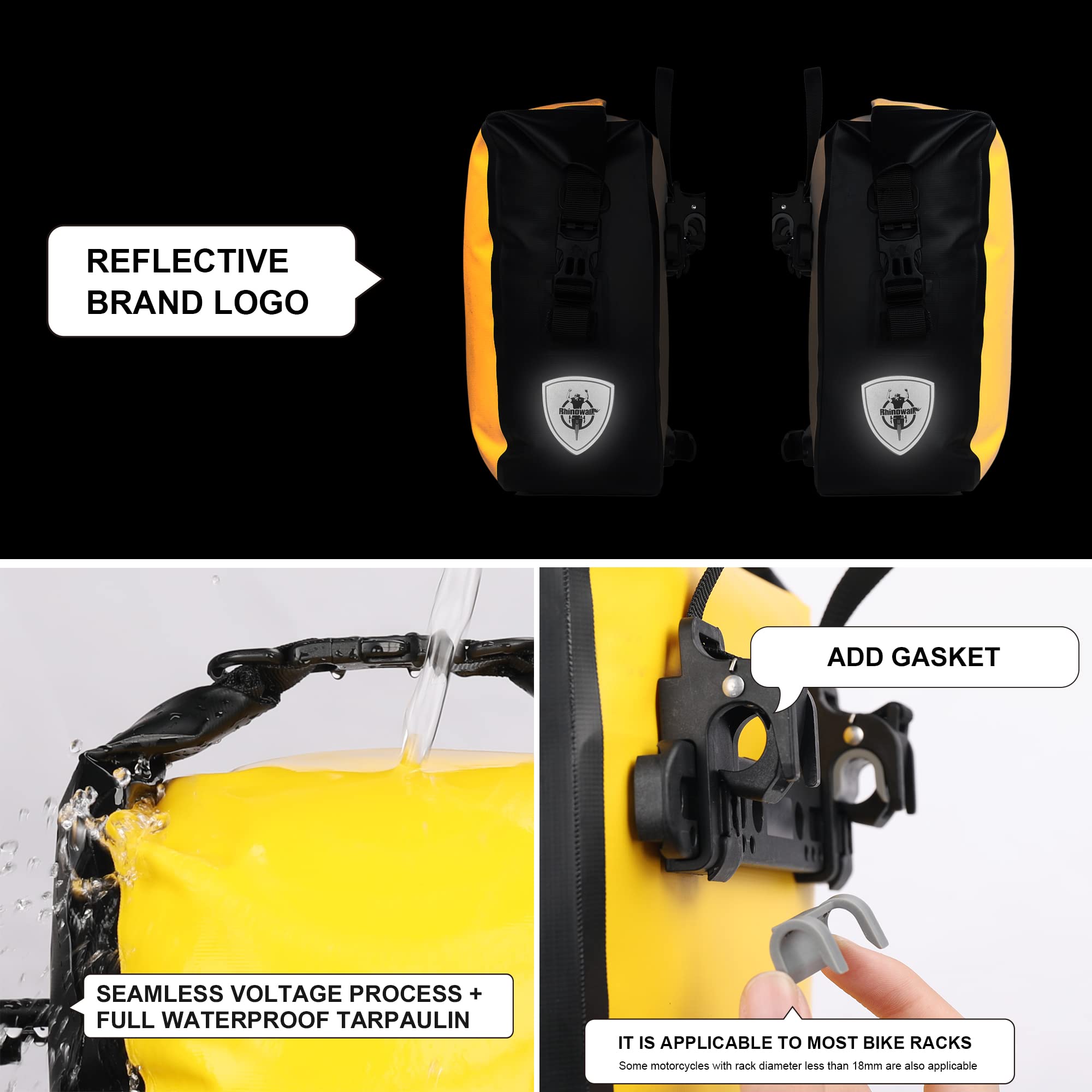 Rhinowalk 7L Waterproof Bike Pannier Bag | Rear Rack Cycling Bag