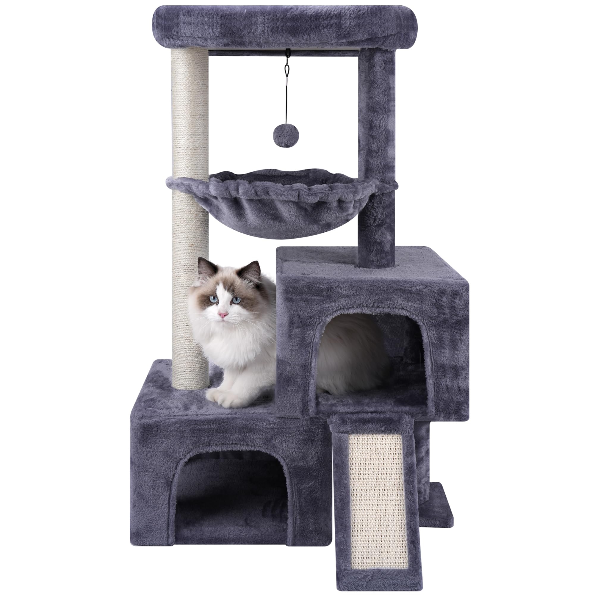 Cat Tree Tower – Multi-Level Activity Centre with 2 Condos, Grey