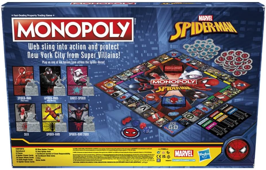 Monopoly: Marvel Spider-Man Edition Board Game for Kids by Snaps
