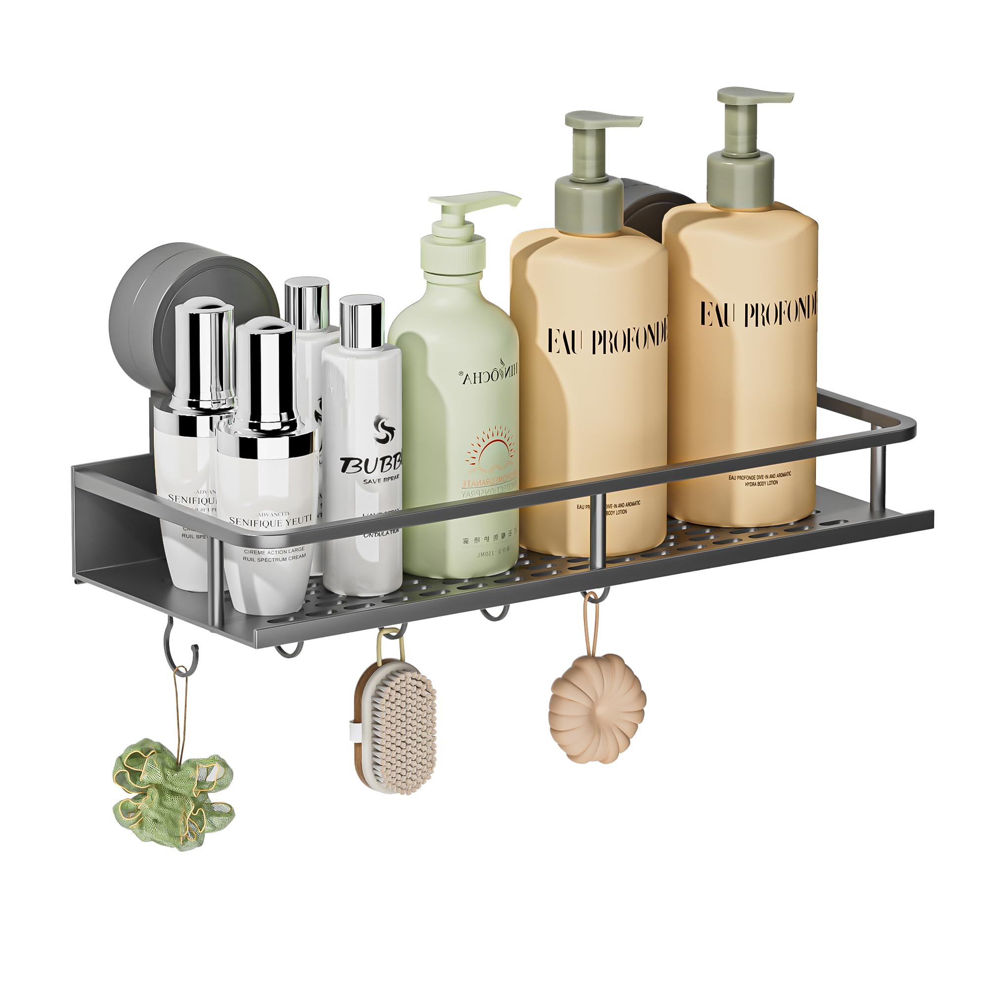 Wisfame Suction Cup Shower Caddy – Rustproof Aluminum Bathroom Shelf