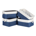 Syeeiex Storage Basket for Shelves 4 Pack, Storage Boxes with Handles, Large Fabric Storage Bins for Organizing Home and Office, White & Blue - image 1