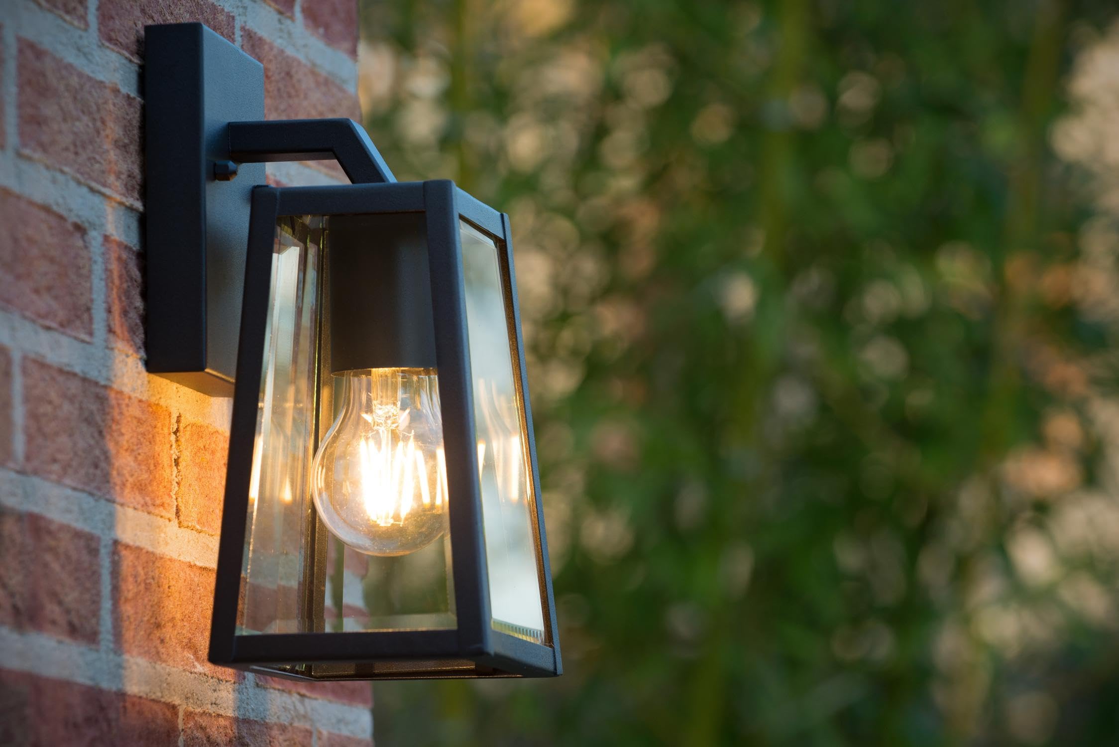 Lucide Matslot Outdoor Wall Light – Rustic Black Metal Lantern IP23