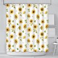 AIBIIN Sunflower Shower Curtain | 180x180cm Yellow Floral Polyester Set
