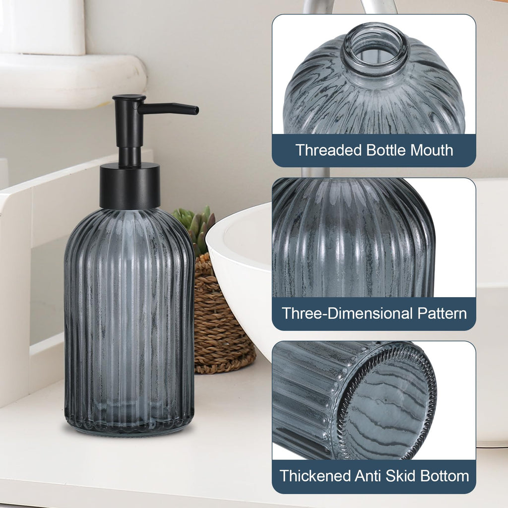 Hejo 2 Pcs 400ml Glass Soap Dispenser with Black Pump - image 3