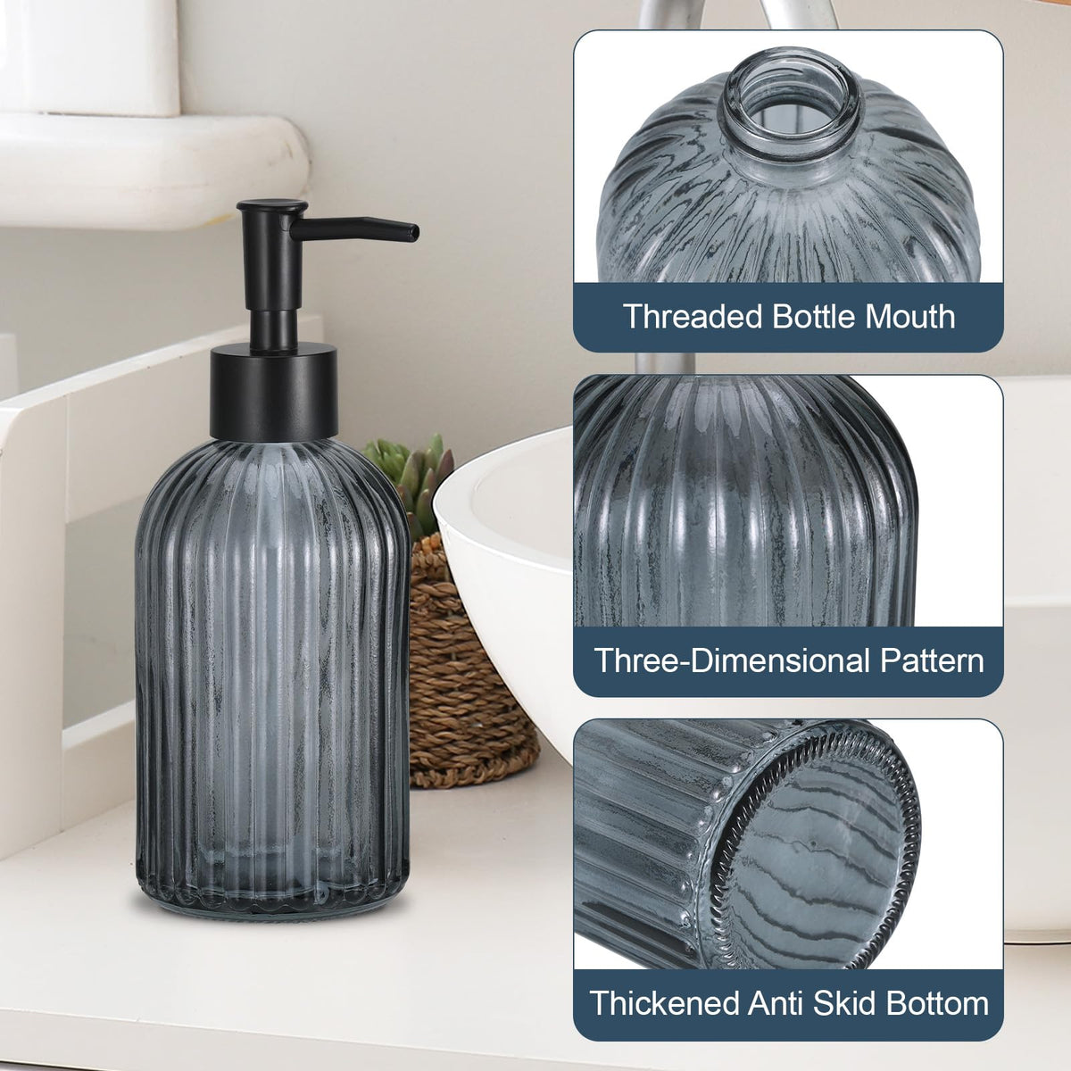 Hejo 2 Pcs 400ml Glass Soap Dispenser with Black Pump - image 3