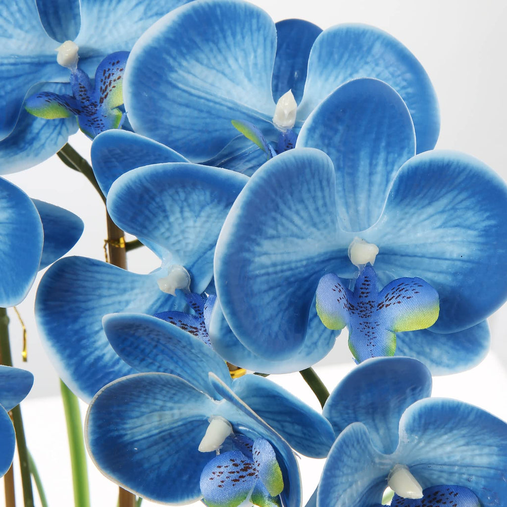 Briful 17" Artificial Phalaenopsis Orchid in Silver Ceramic Pot | Blue