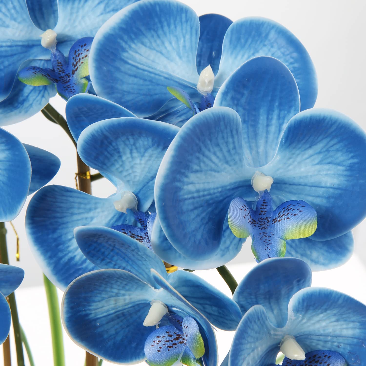 Briful 17" Artificial Phalaenopsis Orchid in Silver Ceramic Pot | Blue