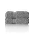 Glart Premium Terry Hand Towels - 100% Cotton, Platinum Grey, 2-Pack