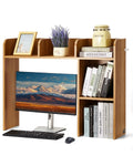 VEVOR Desktop Bookshelf, 2-Tier Wood Desktop Storage Organizer, 37.2" x 9.5" x 28.9" Office Storage Rack Wood Display Shelf