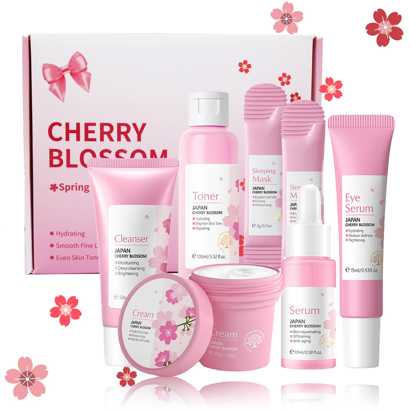 Sakura Cherry Blossom Skincare Set - 7PC Anti-Aging Facial Kit